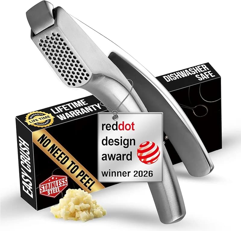 No Peeling Required Garlic Press Stainless Steel with Detachable Handle — image 2