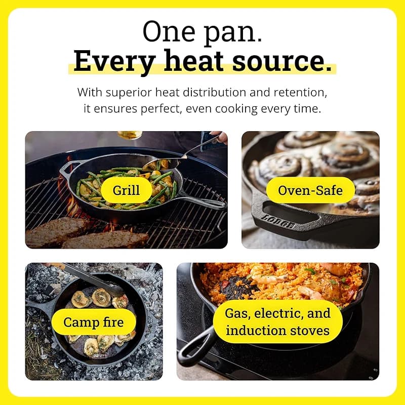 Lodge Seasoned Cast Iron Skillet 12 Inches - PFAS-Free — image 3