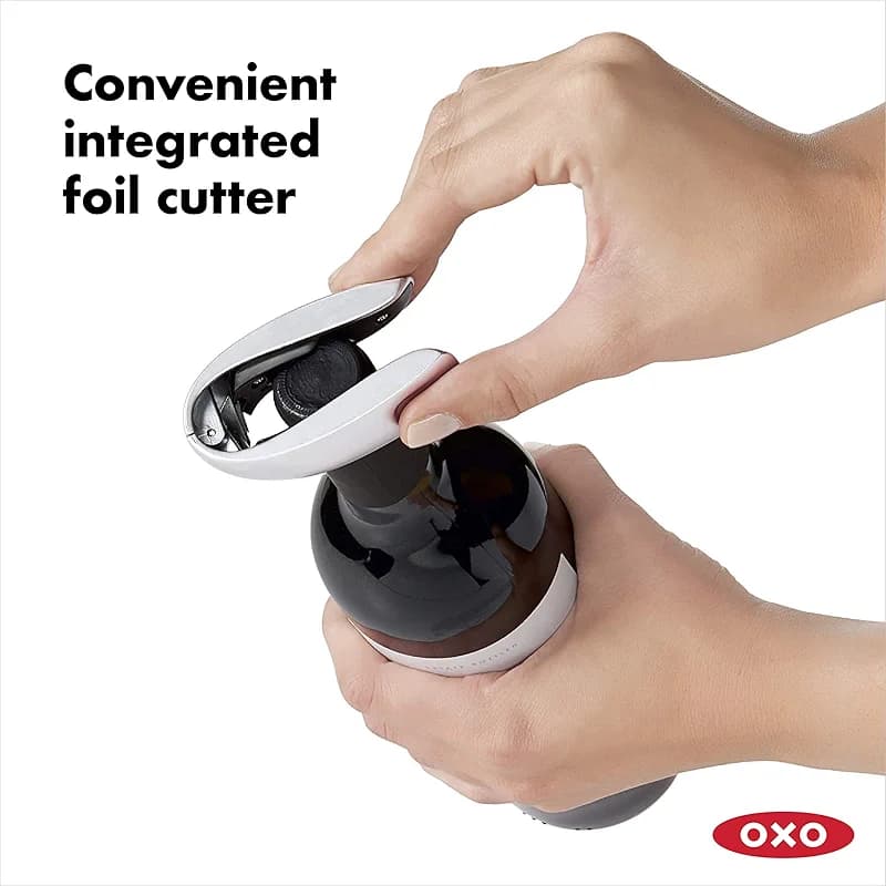 OXO Steel Vertical Lever Corkscrew with Removable Foil Cutter: image 5