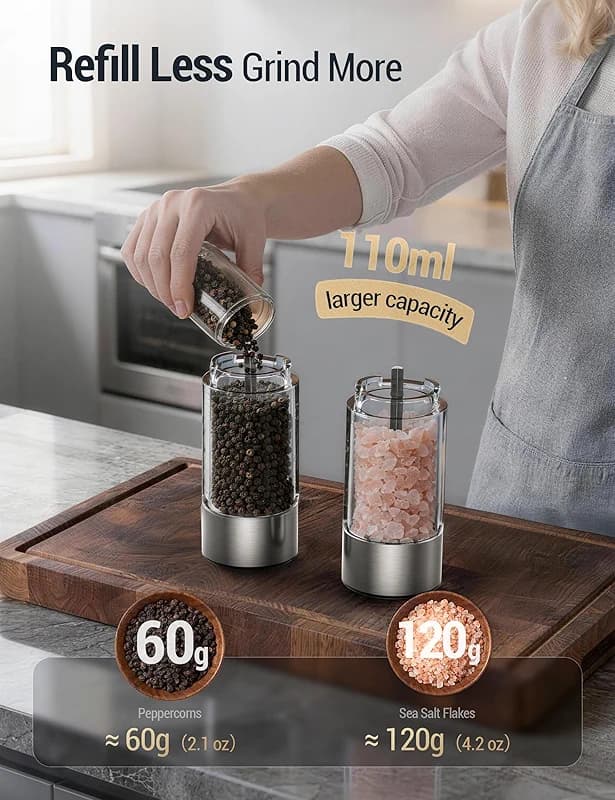 ThermoMaven Upgraded Larger Capacity Electric Salt and Pepper Grinder Set — image 6