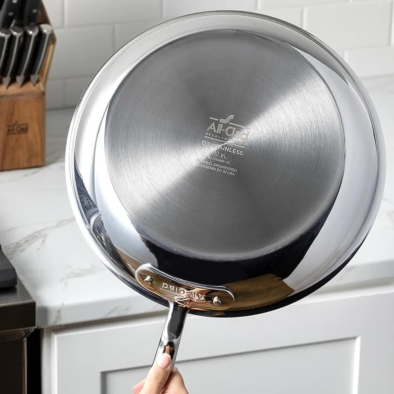 All-Clad D3 Stainless Steel 4 Quart Sauce Pan Covered- Made in the USA — image 5