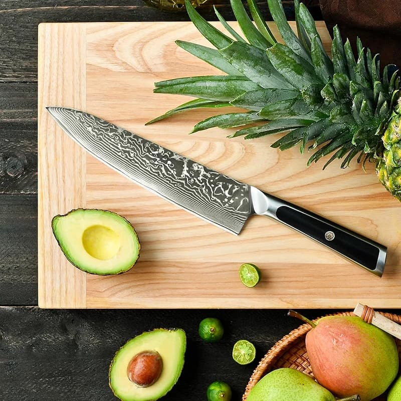 Sunnecko 8 Inch Japanese Damascus Chef Knife - Ultra Sharp 10-12 Degree — image 4