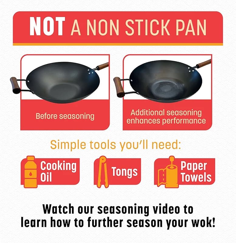 Joyce Chen Classic Series 14-Inch Preseasoned Carbon Steel Wok — image 2