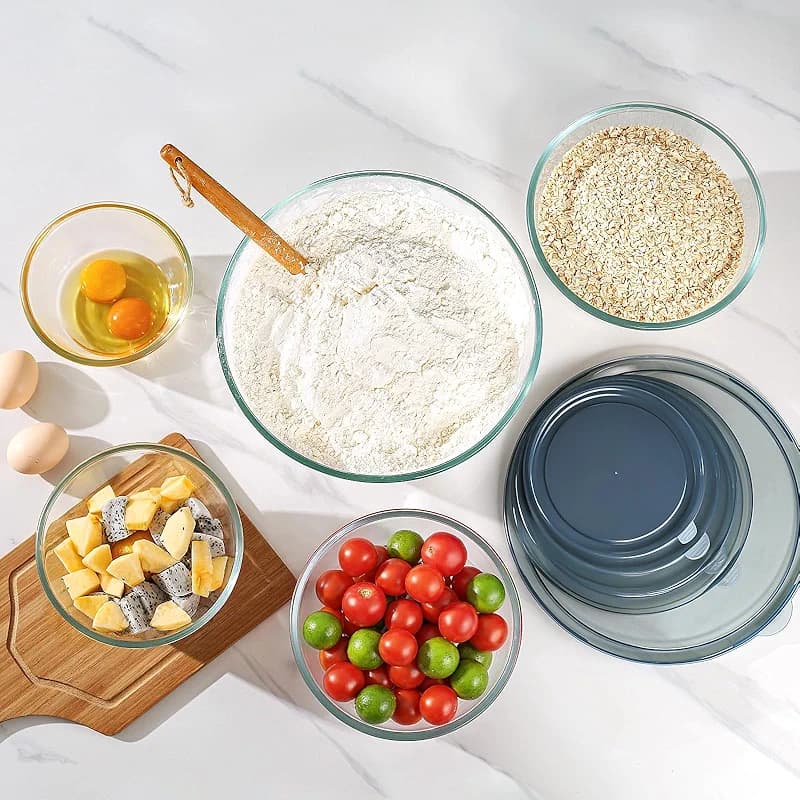 Glass Mixing Bowls with Lids Set of 5(4.78QT — image 6