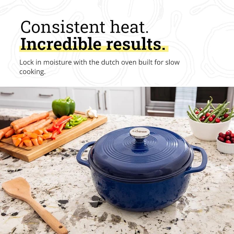 Lodge Essential Enamel Cast Iron Dutch Oven 6 Quarts - Perfect for Bread — image 2