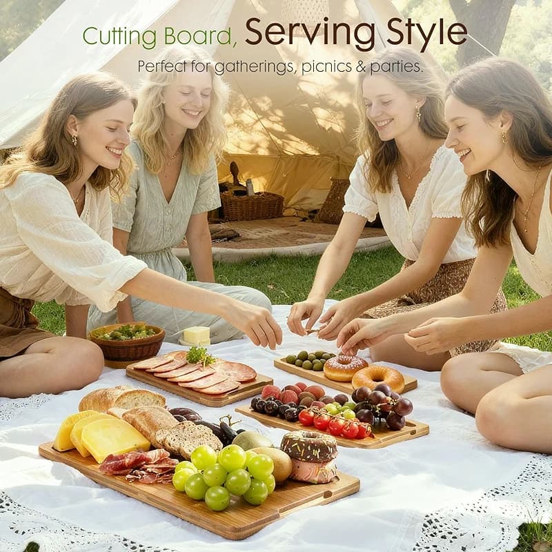 Astercook Deep-Carbonized Bamboo Cutting Boards for Kitchen with Wood — image 4