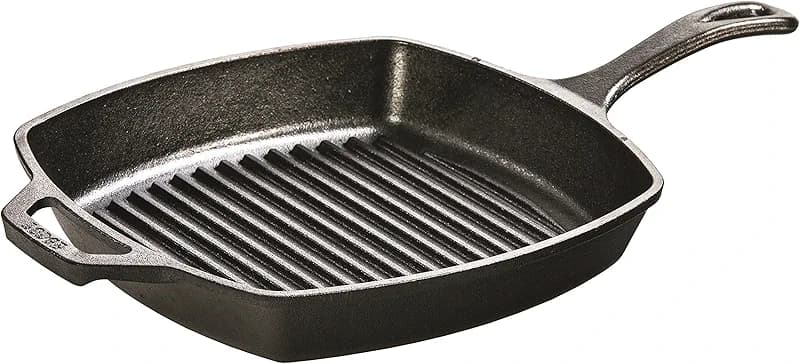 Lodge Square Cast Iron Grill Pan 10.5 Inches - Pre-Seasoned Square Skillet — image 1