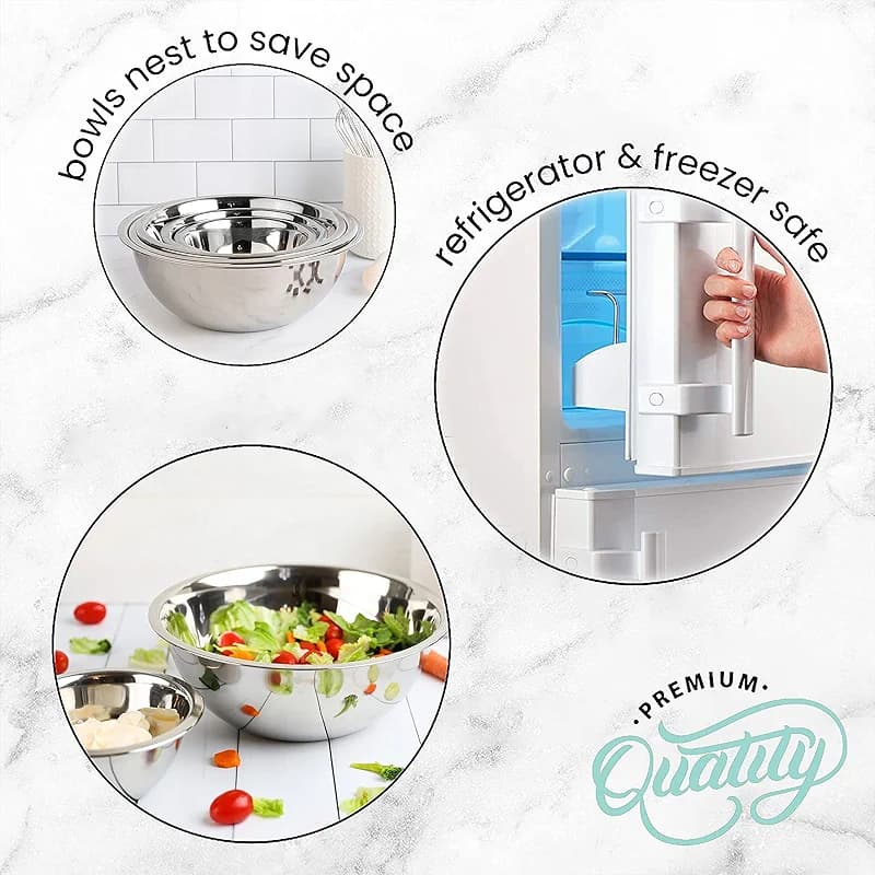 WHYSKO Meal Prep Stainless Steel Mixing Bowl (5-Piece Set) Home