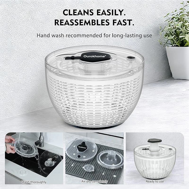 Ourokhome 6.3 QT Salad Spinner with Fully Removable Lid — image 5