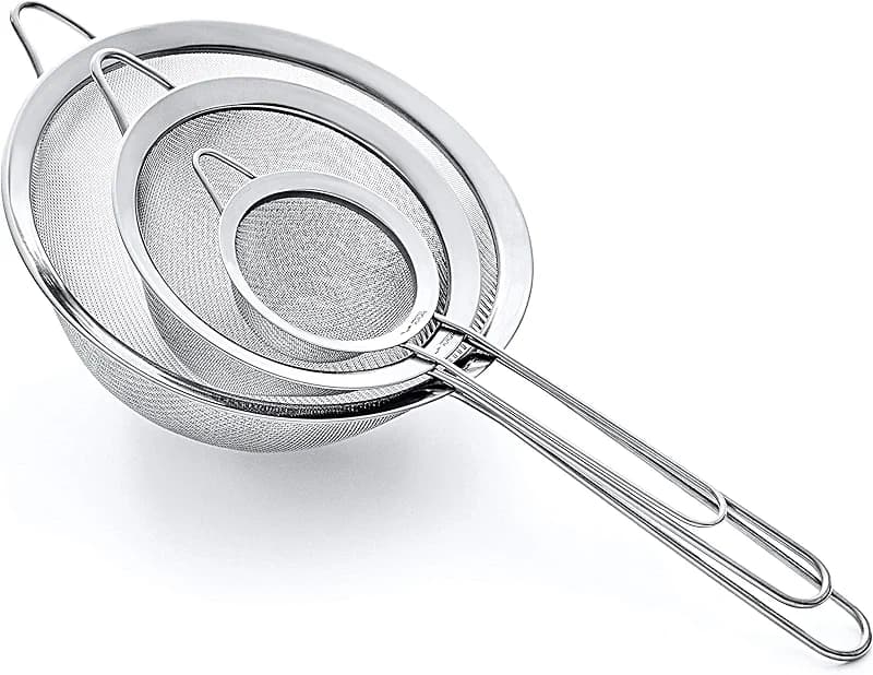Strainer Set Fine Mesh – Premium 304 Stainless Steel (18/8) – 8″