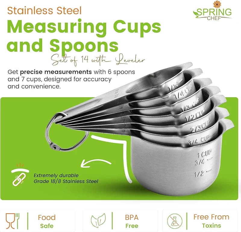 Spring Chef Stainless Steel Measuring Cups and Spoons Set of 14 with — image 5