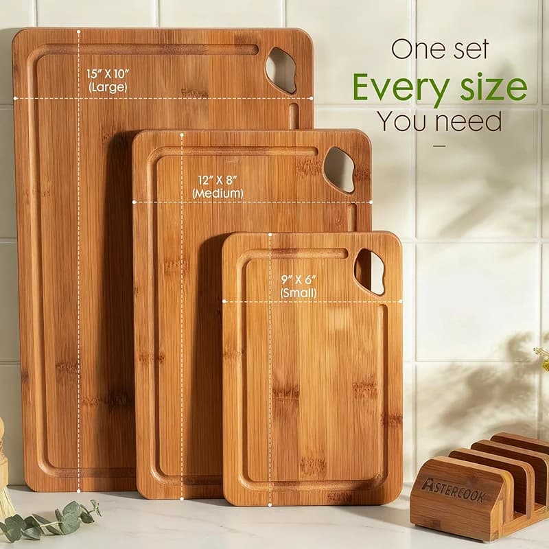 Astercook Deep-Carbonized Bamboo Cutting Boards for Kitchen with Wood — image 7