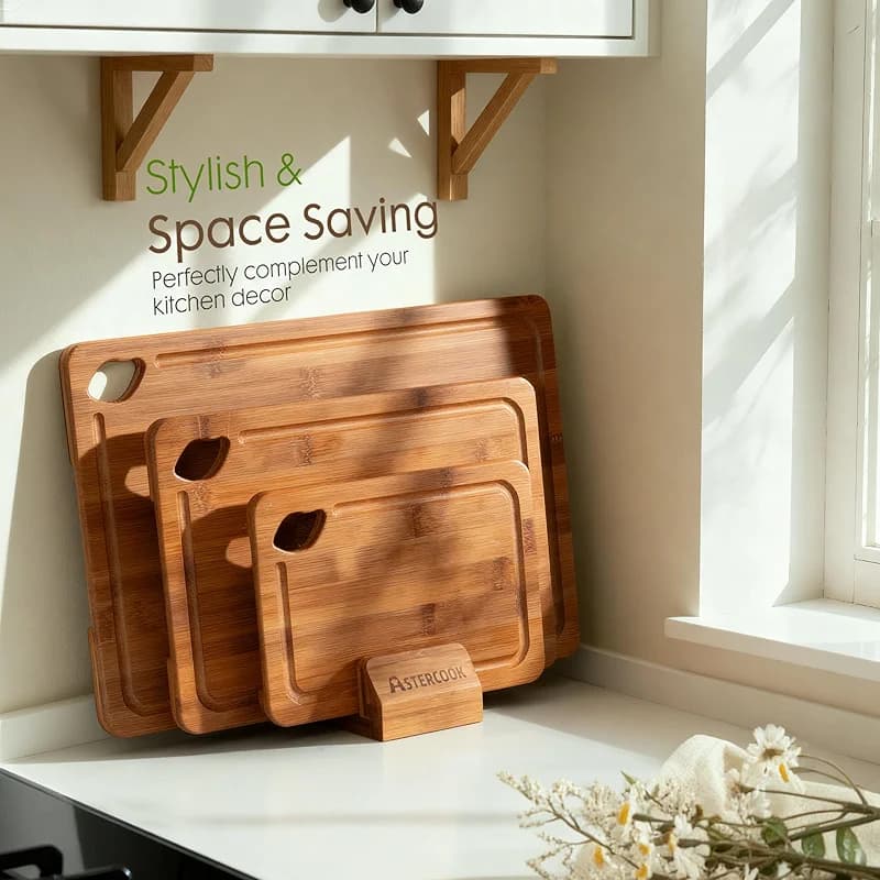 Astercook Deep-Carbonized Bamboo Cutting Boards for Kitchen with Wood — image 5