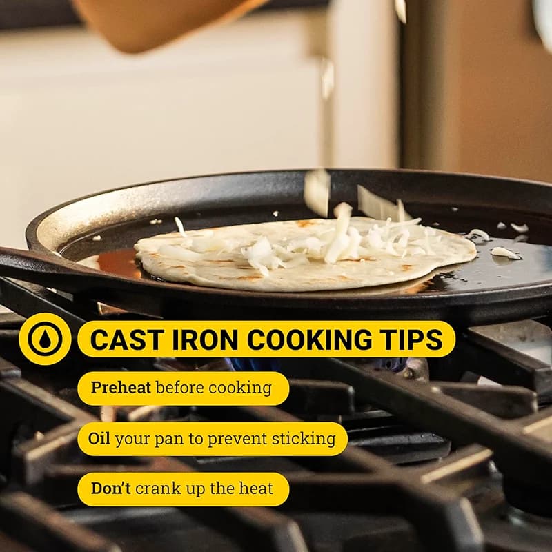 Lodge Seasoned Cast Iron Square Griddle - 11 Inches - Durable Pan - Cast