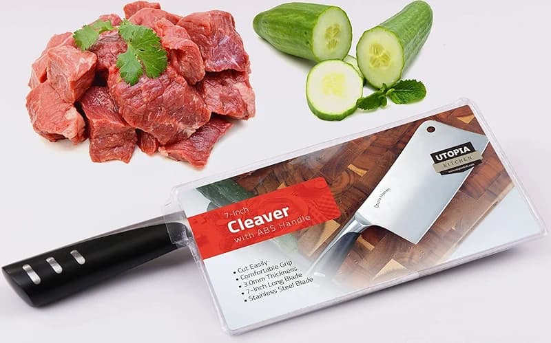 Utopia Kitchen 7 inch Cleaver Knife Stainless Steel Chef Butcher Knives — image 5
