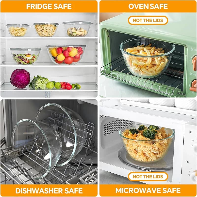 Glass Mixing Bowls with Lids Set of 5(4.78QT — image 7