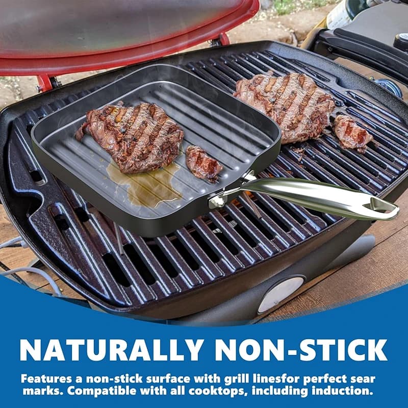 SafBbcue Square 11” Ridged Grill Pan - Non-Stick Ceramic Coated — image 6