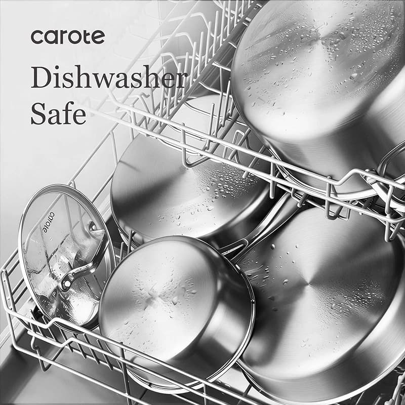 CAROTE 3-Piece Tri-Ply Stainless Steel Frying Pan Set — image 8