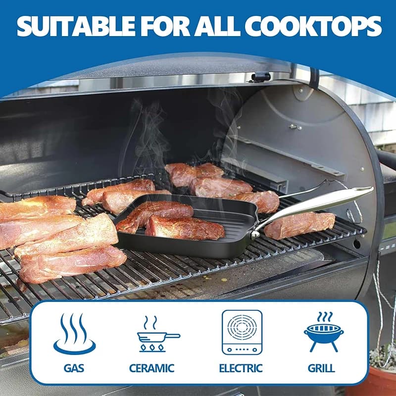 SafBbcue Square 11” Ridged Grill Pan - Non-Stick Ceramic Coated — image 4
