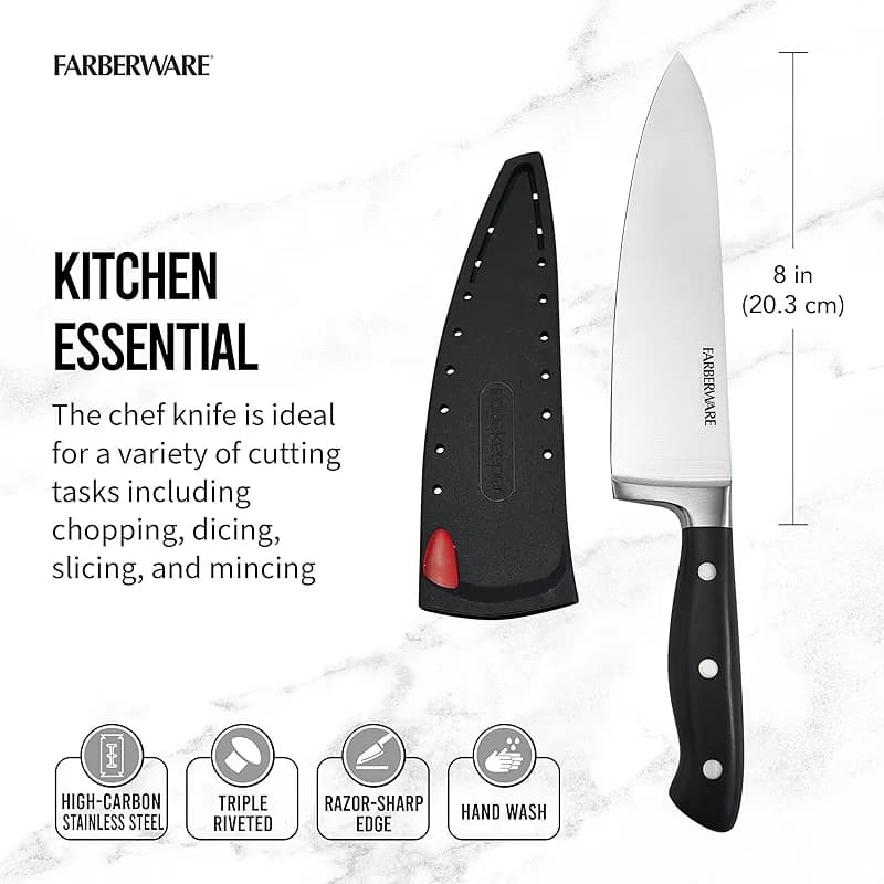 Farberware Edgekeeper 8-Inch Forged Triple Riveted Chef Knife with