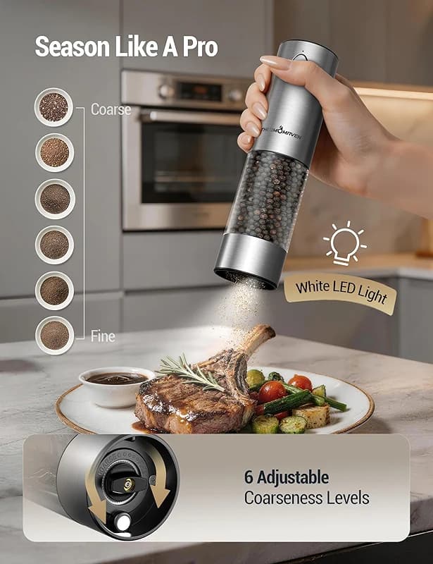 ThermoMaven Upgraded Larger Capacity Electric Salt and Pepper Grinder Set — image 4