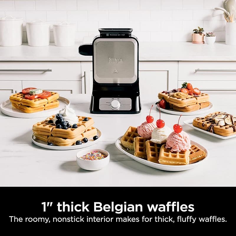 Ninja Belgian Waffle Maker Pro | Vertical Design | 5 Shade Settings with — image 2