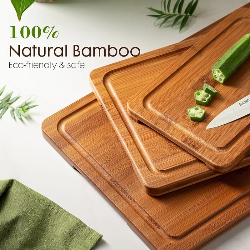 Astercook Deep-Carbonized Bamboo Cutting Boards for Kitchen with Wood — image 6