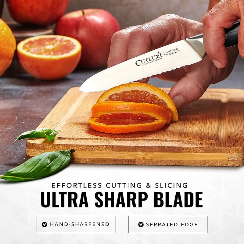 Cutluxe Serrated Kitchen Utility Knife - 5" Tomato Knife – Ultra Sharp — image 2