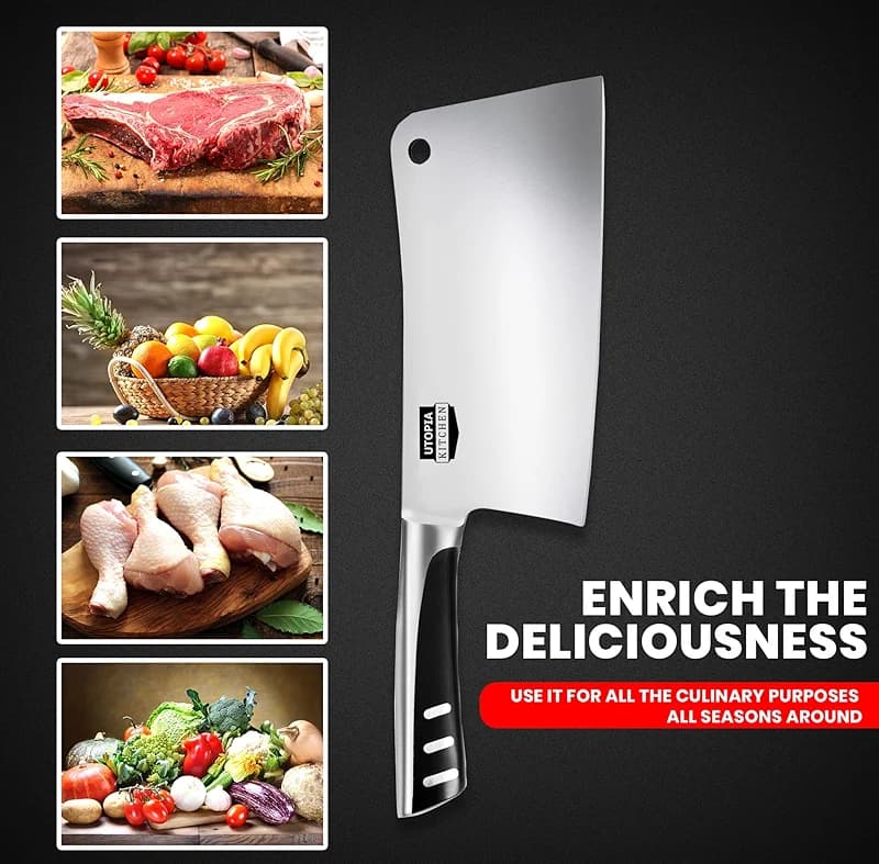 Utopia Kitchen 7 inch Cleaver Knife Stainless Steel Chef Butcher Knives — image 6