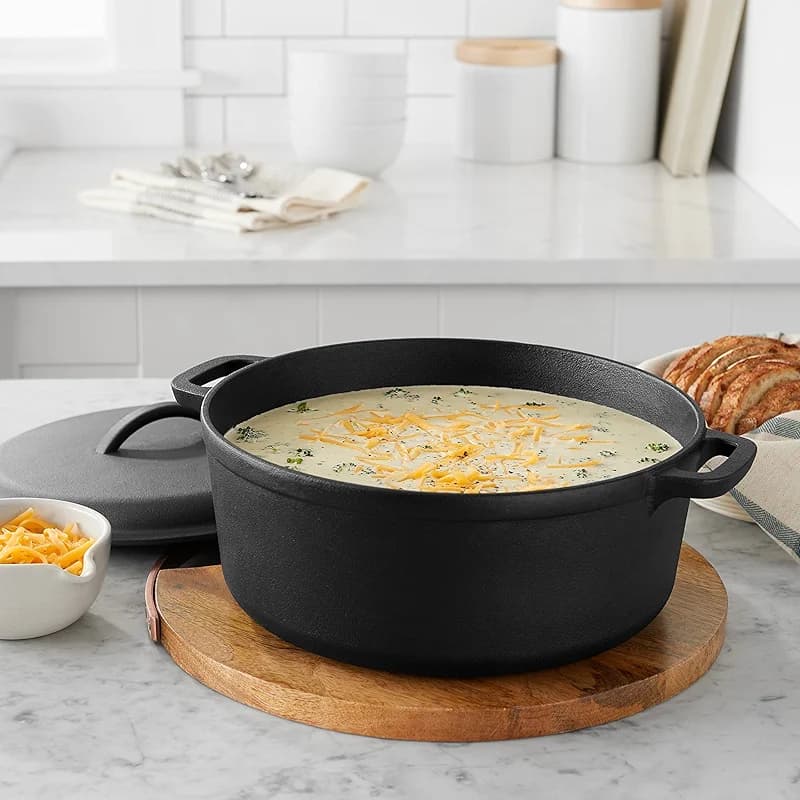 Amazon Basics Pre-Seasoned Cast Iron Dutch Oven Pot with Lid and Dual — image 2