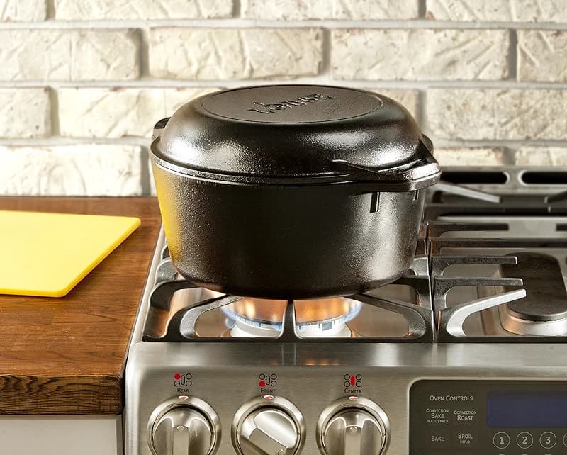 Lodge Cast Iron Double Dutch Oven 5 Quart - Pre-Seasoned 2-in-1 Cast Iron — image 3