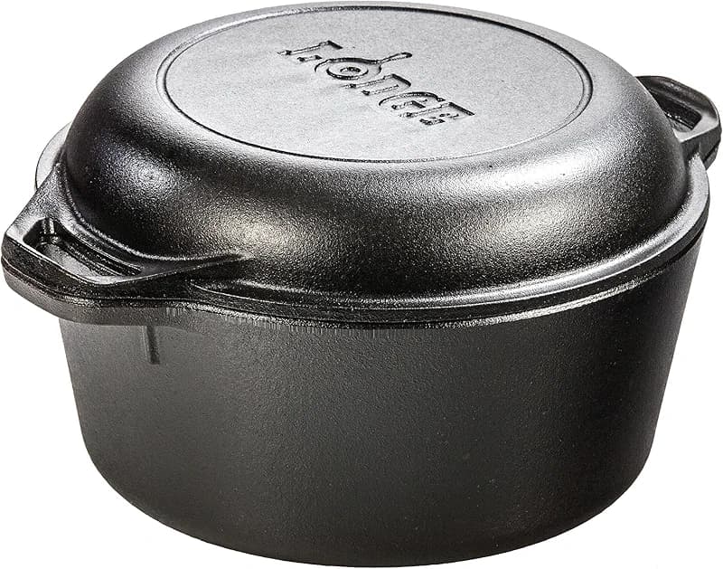 Lodge Cast Iron Double Dutch Oven 5 Quart - Pre-Seasoned 2-in-1 Cast Iron — image 2