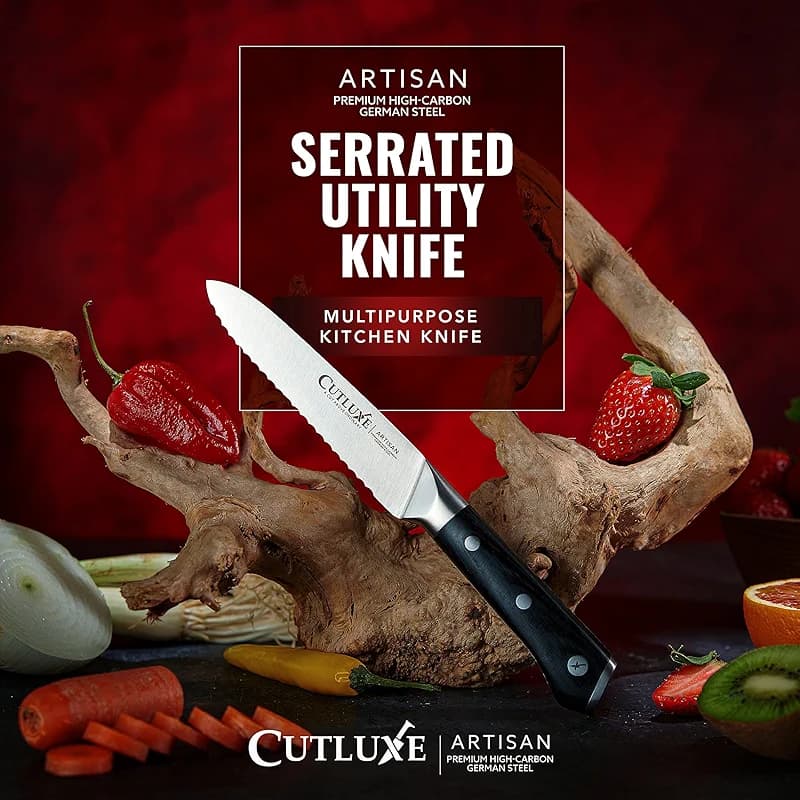 Cutluxe Serrated Kitchen Utility Knife - 5" Tomato Knife – Ultra Sharp — image 7