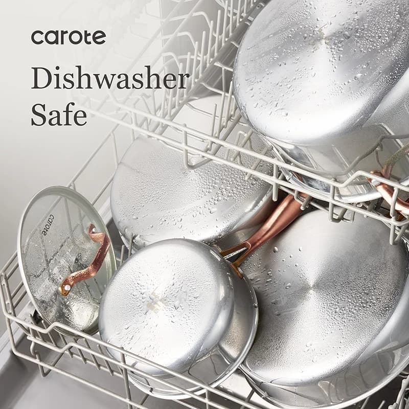 CAROTE 10" Tri-Ply Stainless Steel Deep Frying Pan with Lid — image 7