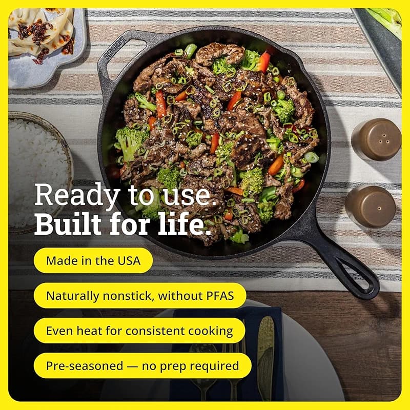 Lodge Seasoned Cast Iron Skillet 12 Inches - PFAS-Free — image 4