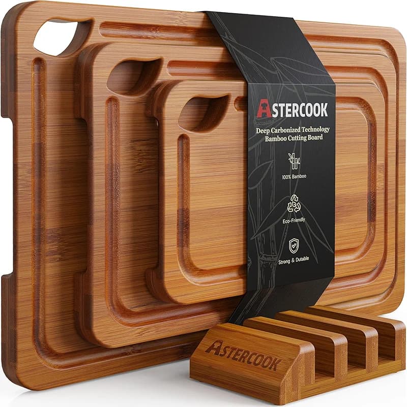 Astercook Deep-Carbonized Bamboo Cutting Boards for Kitchen with Wood — image 8
