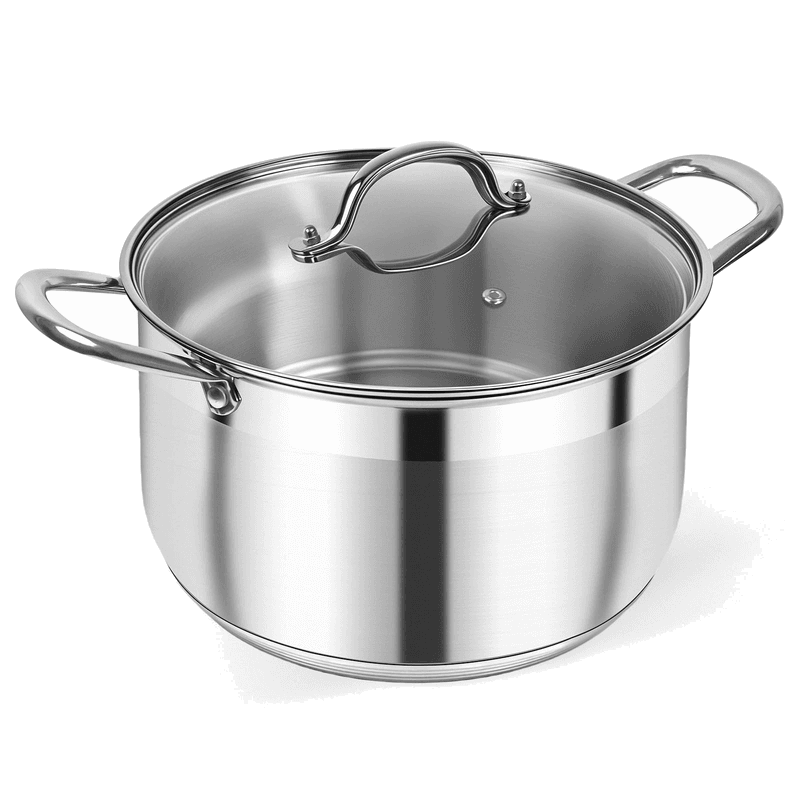 Kirecoo Stainless Steel Stock Pot - 8 Quart Heavy Duty Induction Cooking