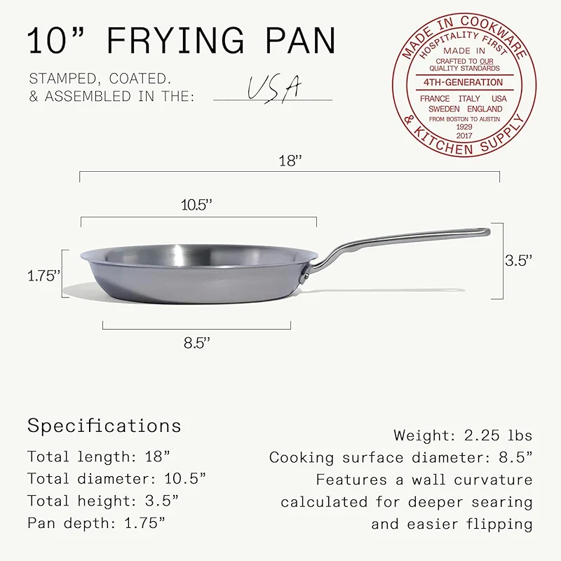 Made In Cookware | 10-Inch Stainless Steel Frying Pan | 5 Ply Stainless