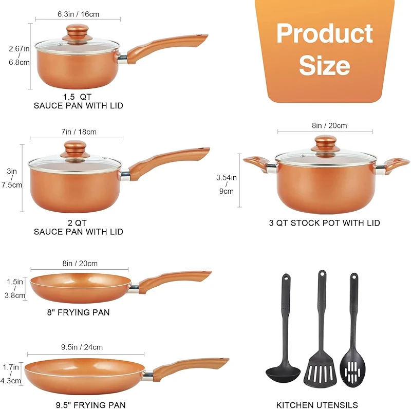 M MELENTA Pots and Pans Set Ultra Nonstick