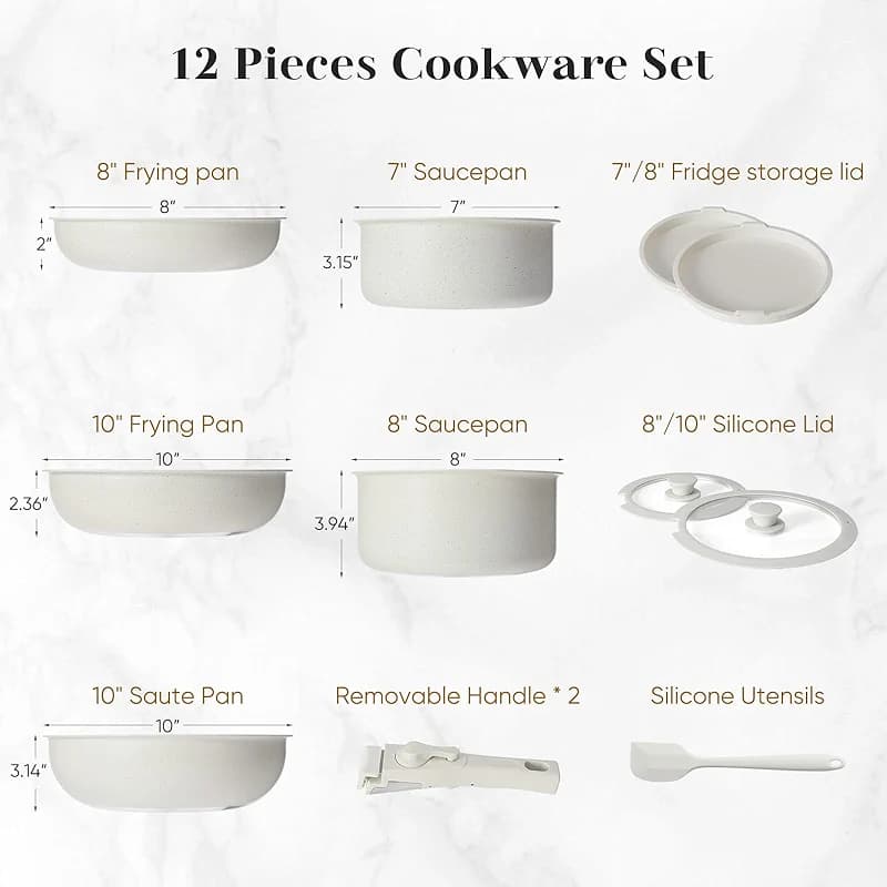 Sweetcrispy 12 pcs Pots and Pans Set