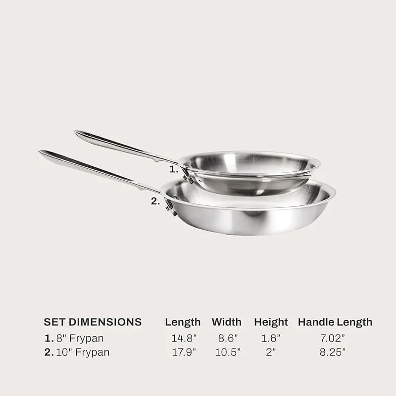 All-Clad D3® Stainless Steel 8 and 10 inch Frying Pans Set - Made in the