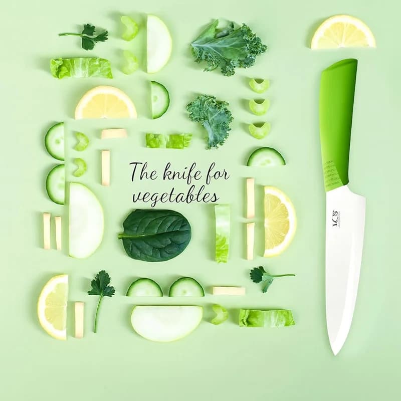 Vos Ceramic Chef Knife 8 Inch with Protective Cover – Zirconia Ceramic