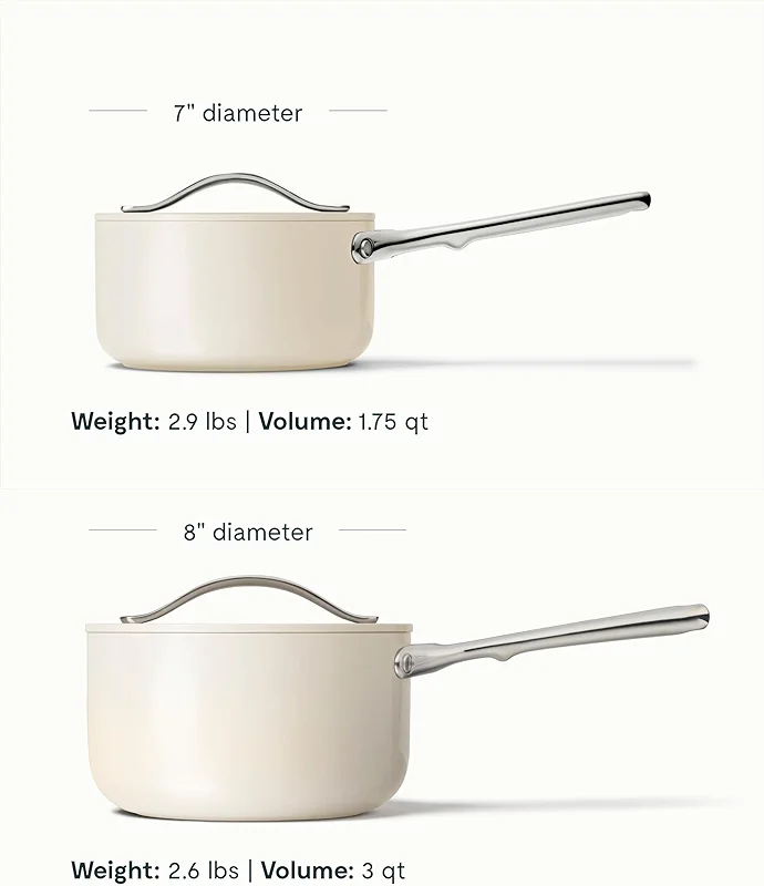 Caraway Nonstick Ceramic Sauce Pan with Lid (3 qt) - Non Toxic