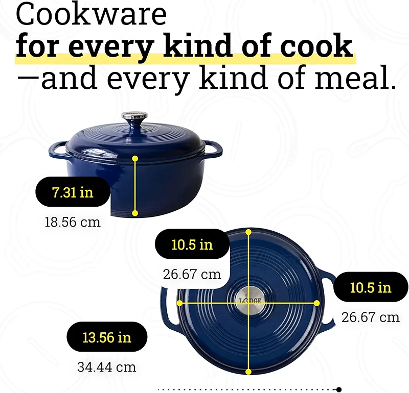 Lodge Essential Enamel Cast Iron Dutch Oven 6 Quarts - Perfect for Bread