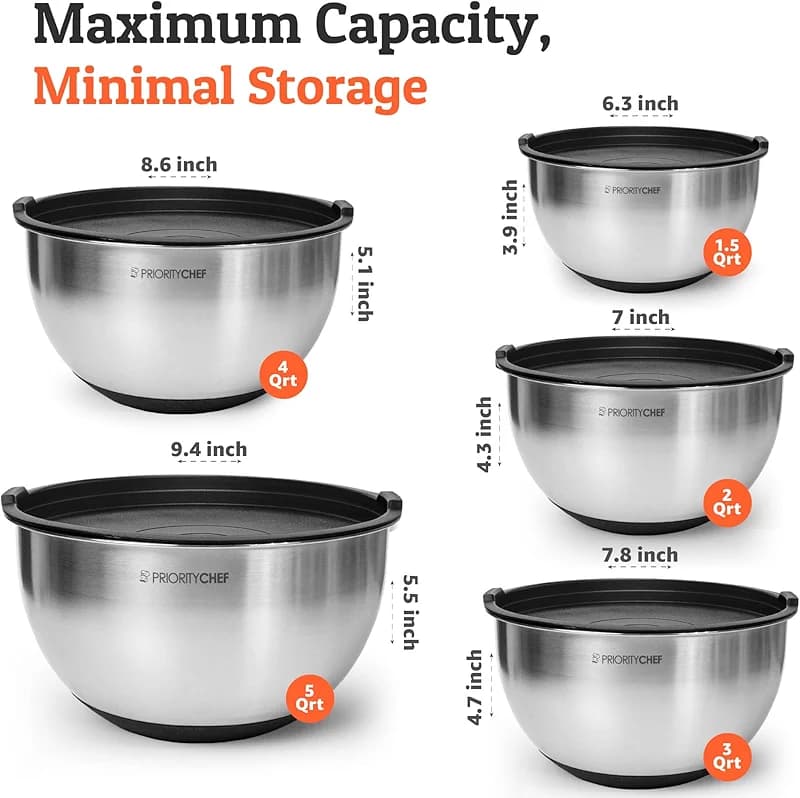 Priority Chef Premium Mixing Bowls With Lids Set