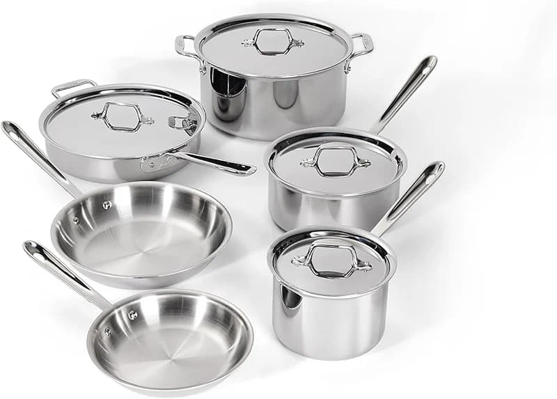 All-Clad D3® Stainless Steel 10 Piece Cookware Set- Made in USA- Includes
