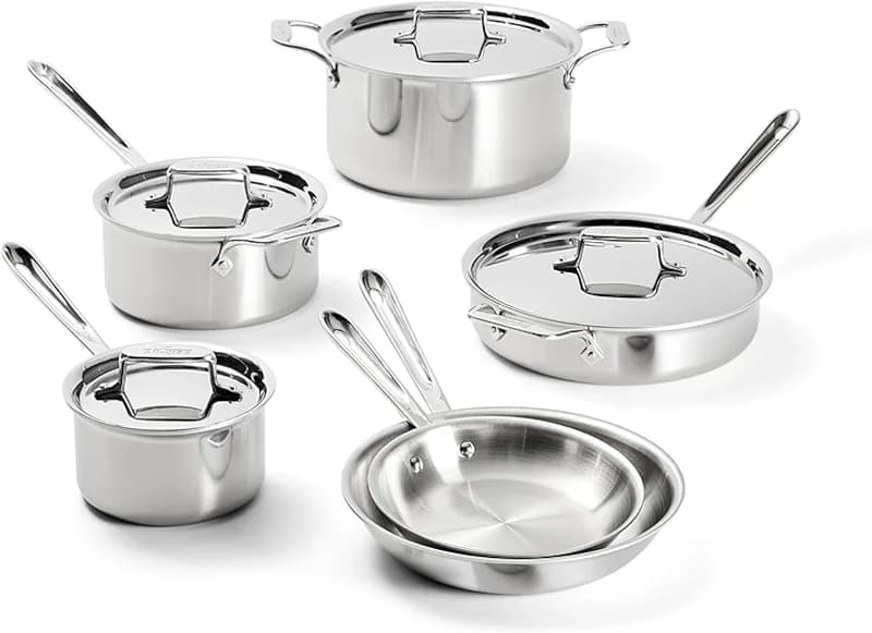 All-Clad D5® Stainless Steel Core 10 Piece Cookware Set- Made in USA- The
