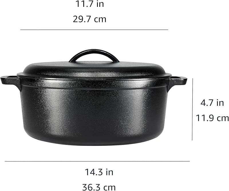 Amazon Basics Pre-Seasoned Cast Iron Dutch Oven Pot with Lid and Dual